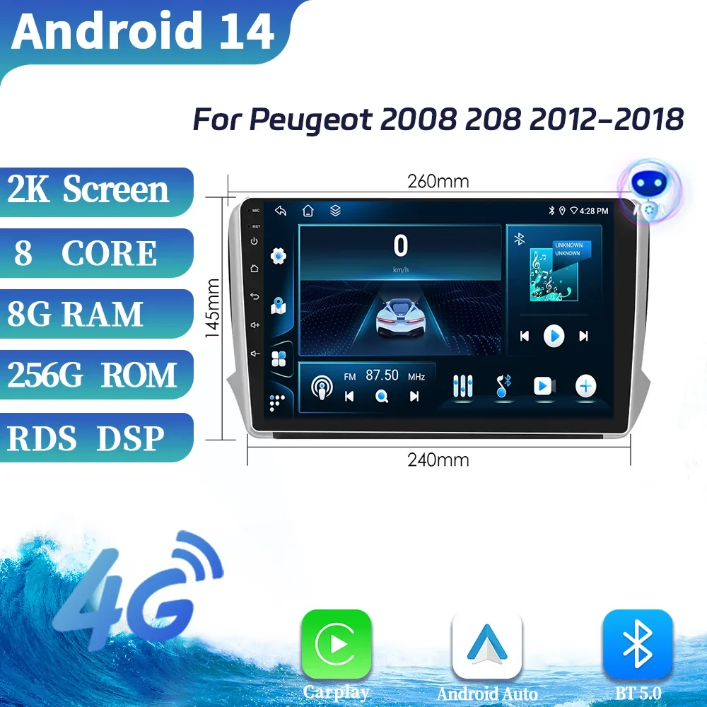For Peugeot 2008 208 2012-2018 Android OS Car Radio Multimedia Auto GPS Touch Screen Wireless Bluetooth Carplay WIFI 4G Stereo
For Peugeot 2008 208 2012-2018 Android OS Car Radio Multimedia Auto GPS Touch Screen Wireless Bluetooth Carplay WIFI 4G Stereo