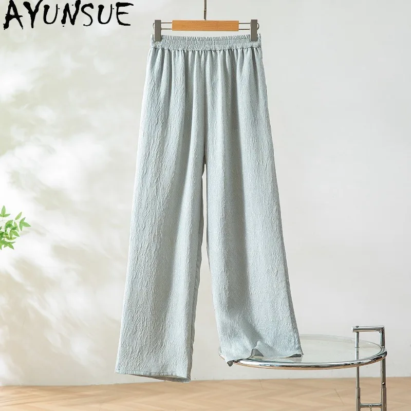 AYUNSUE 100% Silk Women's Pants and Trousers Elastic Waist Pants for Woman Stylish High Waist Pants Commuting Woman Clothes 바지
AYUNSUE 100% Silk Women's Pants and Trousers Elastic Waist Pants for Woman Stylish High Waist Pants Commuting Woman Clothes 바지