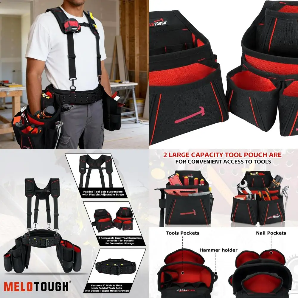 Red Heavy-Duty Electrician's Suspenders with Tool Belt and Apron for Carpenters and Construction Workers
Red Heavy-Duty Electrician's Suspenders with Tool Belt and Apron for Carpenters and Construction Workers