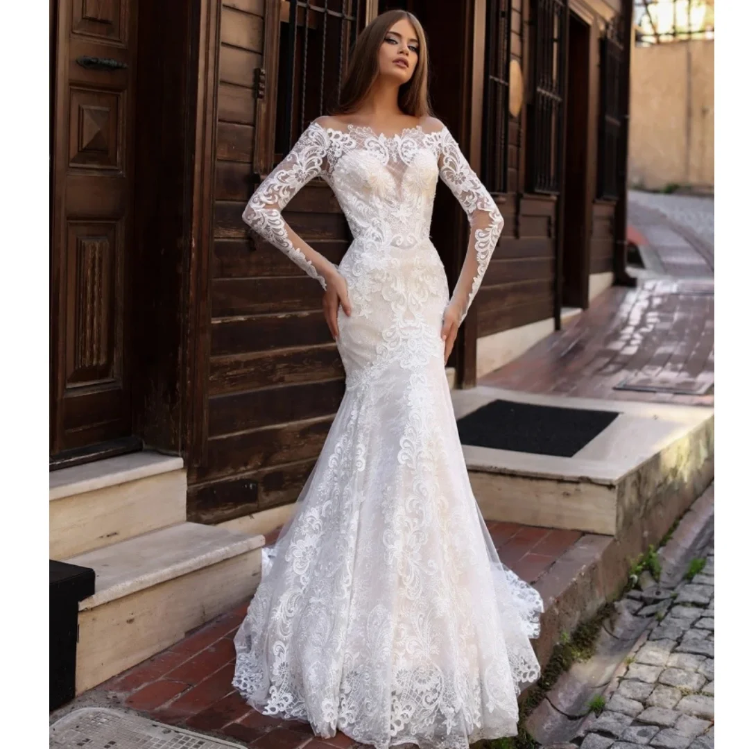 Mermaid Wedding Dresses Long Sleeves Lace Bodice Vestido de Novia with Detachable Train Evening Gown Robe De Soirée Customized
Mermaid Wedding Dresses Long Sleeves Lace Bodice Vestido de Novia with Detachable Train Evening Gown Robe De Soirée Customized