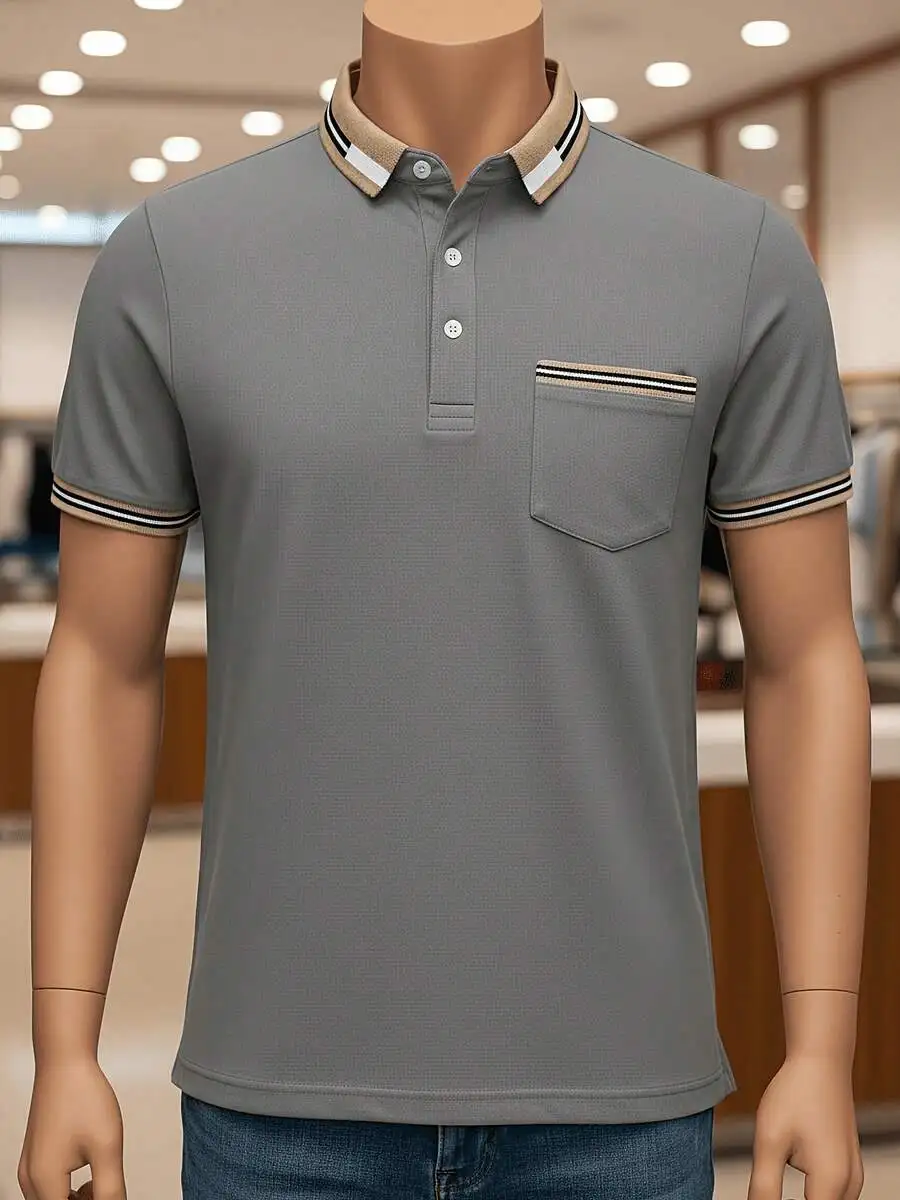 Mens Smart Casual Stripe Shirt Short Sleeve With Chest Pocket
Mens Smart Casual Stripe Shirt Short Sleeve With Chest Pocket