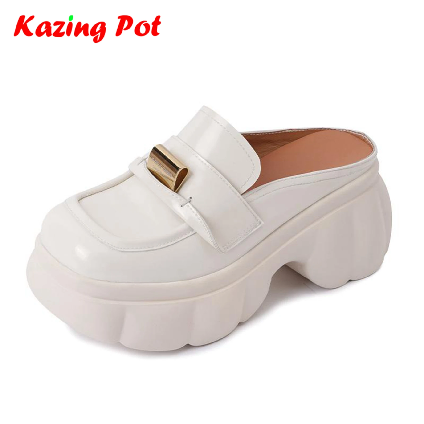 Krazing Pot 2024 Mules Cow Skin Thick High Heels Metal Fastener Summer Autumn Shoes Casual Luxury Platform Women Shallow Pumps
Krazing Pot 2024 Mules Cow Skin Thick High Heels Metal Fastener Summer Autumn Shoes Casual Luxury Platform Women Shallow Pumps