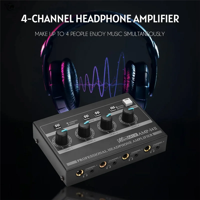 AMP‐I4II Профессиональный 4-канальный усилитель для наушников Аудио Компактный стереоусилитель + 6,35 мм 3,5 мм Входной регулятор громкости
AMP‐I4II Профессиональный 4-канальный усилитель для наушников Аудио Компактный стереоусилитель + 6,35 мм 3,5 мм Входной регулятор громкости