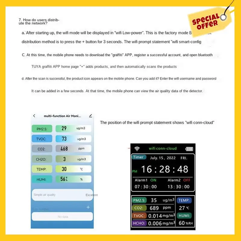 ABCYWIFI Tuya Smart CO2 Датчик углекислого газа ЖК-дисплей Smart Life APP Белый
ABCYWIFI Tuya Smart CO2 Датчик углекислого газа ЖК-дисплей Smart Life APP Белый