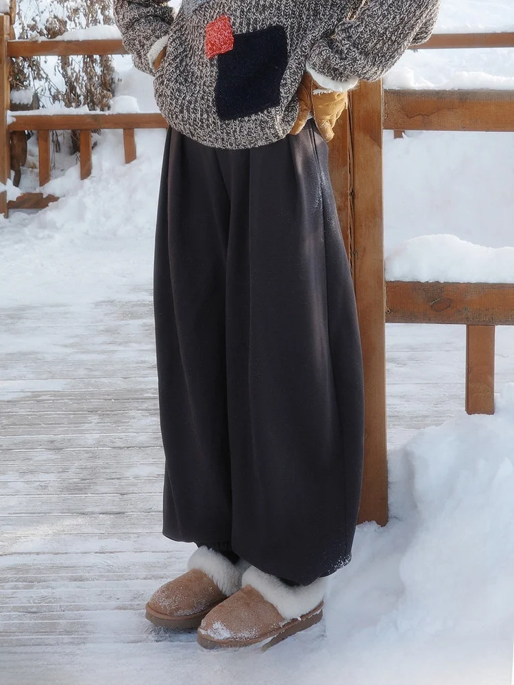 Thiened Elastic Waist Wide Leg Pants Workroom Versatile Lantern Sweatpants Casual Long Pants Women's Sle Retro Cotton Blend
Thiened Elastic Waist Wide Leg Pants Workroom Versatile Lantern Sweatpants Casual Long Pants Women's Sle Retro Cotton Blend
