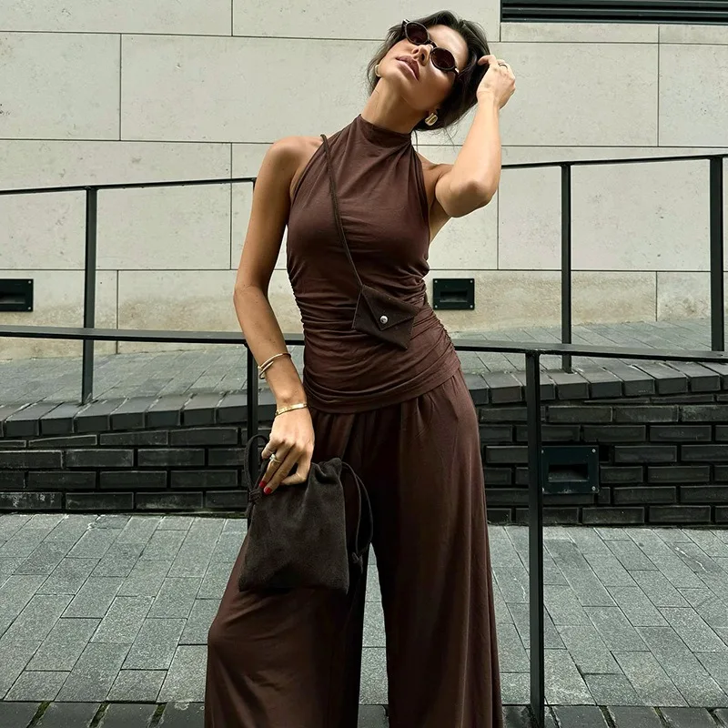 Tuularose Women 2-Piece Pant Sets Fashiona Backless Sexy Top Solid Slim Wide-Leg Trousers Streetwear Casual Retro Women Pant Set
Tuularose Women 2-Piece Pant Sets Fashiona Backless Sexy Top Solid Slim Wide-Leg Trousers Streetwear Casual Retro Women Pant Set
