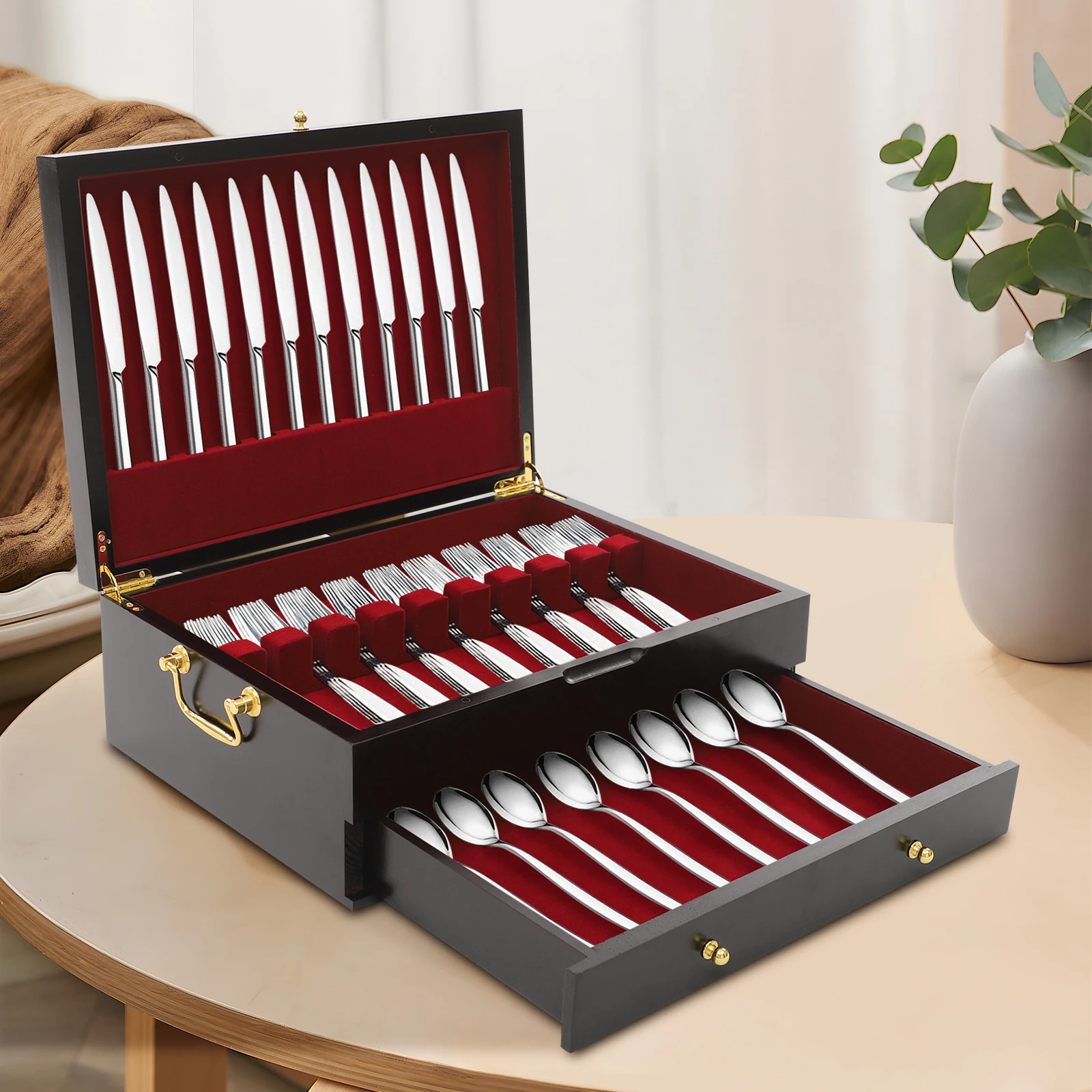 Two Layer Wooden Storage Box For Kitchen And Dining Area, Portable Storage Box For Knives And Forks
Two Layer Wooden Storage Box For Kitchen And Dining Area, Portable Storage Box For Knives And Forks