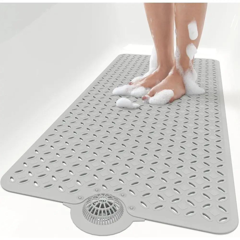 39 x 17 Grey Non-Slip Bathtub Mat with Hair Catcher and Large Drain Holes for Shower Safety
39 x 17 Grey Non-Slip Bathtub Mat with Hair Catcher and Large Drain Holes for Shower Safety
