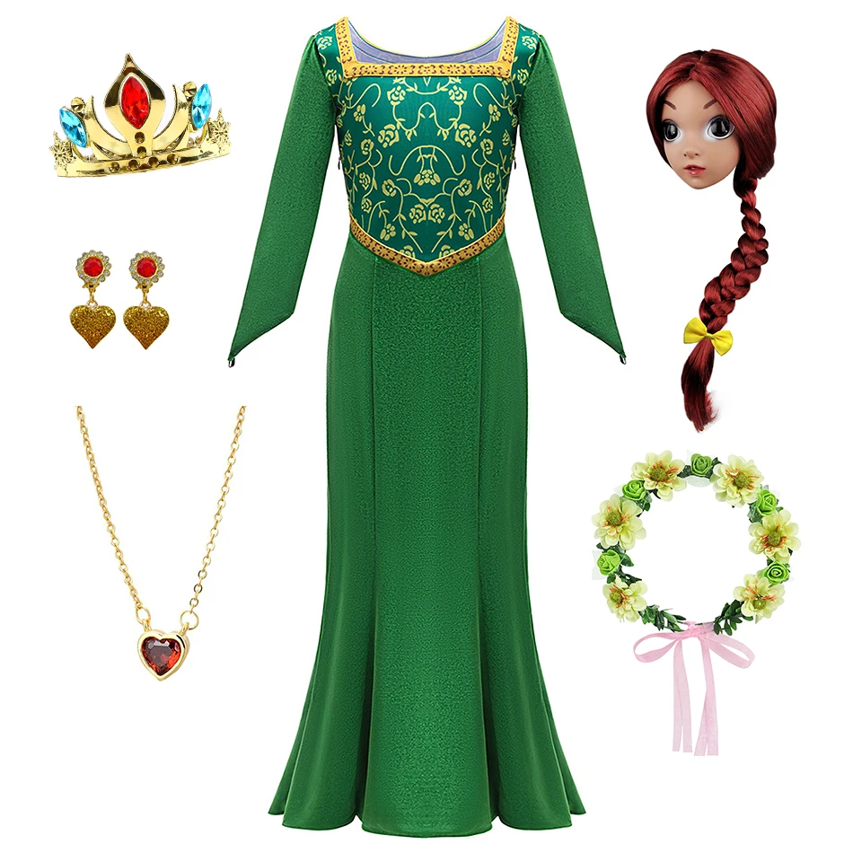 Kids Monster Cartoon Movie Fiona Cosplay Princess Dress Girl Green Print Long Sleeves Frocks Halloween Carnival Disguise Costume
Kids Monster Cartoon Movie Fiona Cosplay Princess Dress Girl Green Print Long Sleeves Frocks Halloween Carnival Disguise Costume
