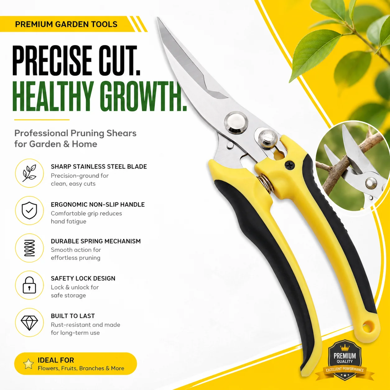 Stainless Steel Pruning Shears Garden Scissors Fruit Picking Tool for Grapes Fruit Trees Flowers Branch Trimming Cutter
Stainless Steel Pruning Shears Garden Scissors Fruit Picking Tool for Grapes Fruit Trees Flowers Branch Trimming Cutter