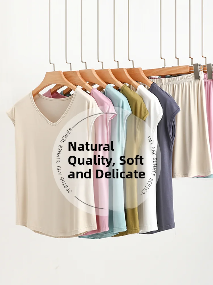 Cool Sensation Modal Sleepwear Pants Women Large Size Summer V-neck Sleeveless Thin Loose T-shirt Short Pants Set Home Clothes
Cool Sensation Modal Sleepwear Pants Women Large Size Summer V-neck Sleeveless Thin Loose T-shirt Short Pants Set Home Clothes