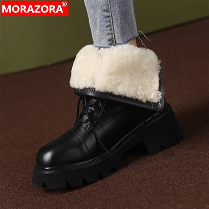 MORAZORA 2024 New Size 33-43 Nature Wool Snow Boots Ladies Platform Ankle Boots Narrow Band Genuine Leather Warm Winter Boots
MORAZORA 2024 New Size 33-43 Nature Wool Snow Boots Ladies Platform Ankle Boots Narrow Band Genuine Leather Warm Winter Boots