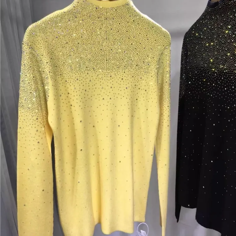 Новые джемперы для тяжелой промышленности, трикотаж с круглым вырезом и бриллиантами, осенние и зимние универсальные колготки, топ, теплый вязаный свитер, пуловеры 
Новые джемперы для тяжелой промышленности, трикотаж с круглым вырезом и бриллиантами, осенние и зимние универсальные колготки, топ, теплый вязаный свитер, пуловеры