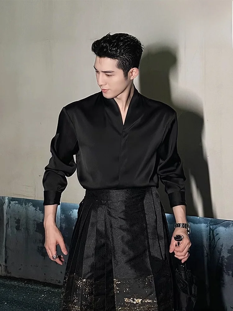 New Chinese Style Men's Long Sleeve V-Neck Shirt Black British Preppy Style Hanfu Ancient Costume Standard Fit Polyester Blend
New Chinese Style Men's Long Sleeve V-Neck Shirt Black British Preppy Style Hanfu Ancient Costume Standard Fit Polyester Blend