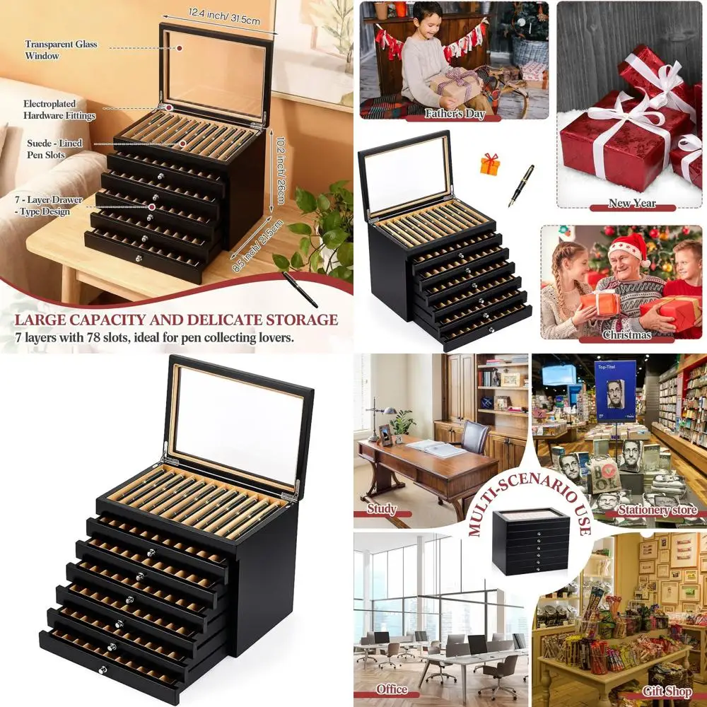7-Layer Wooden Fountain Pen Display Case with Glass Lid for Art Supplies Storage
7-Layer Wooden Fountain Pen Display Case with Glass Lid for Art Supplies Storage