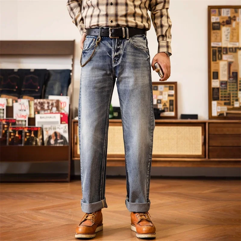 Red Tornado Ice Blue Men's Light Wash Jeans High Waist Vintage 14.5oz Selvage Denim Pants Straight Leg 516XX-0001
Red Tornado Ice Blue Men's Light Wash Jeans High Waist Vintage 14.5oz Selvage Denim Pants Straight Leg 516XX-0001