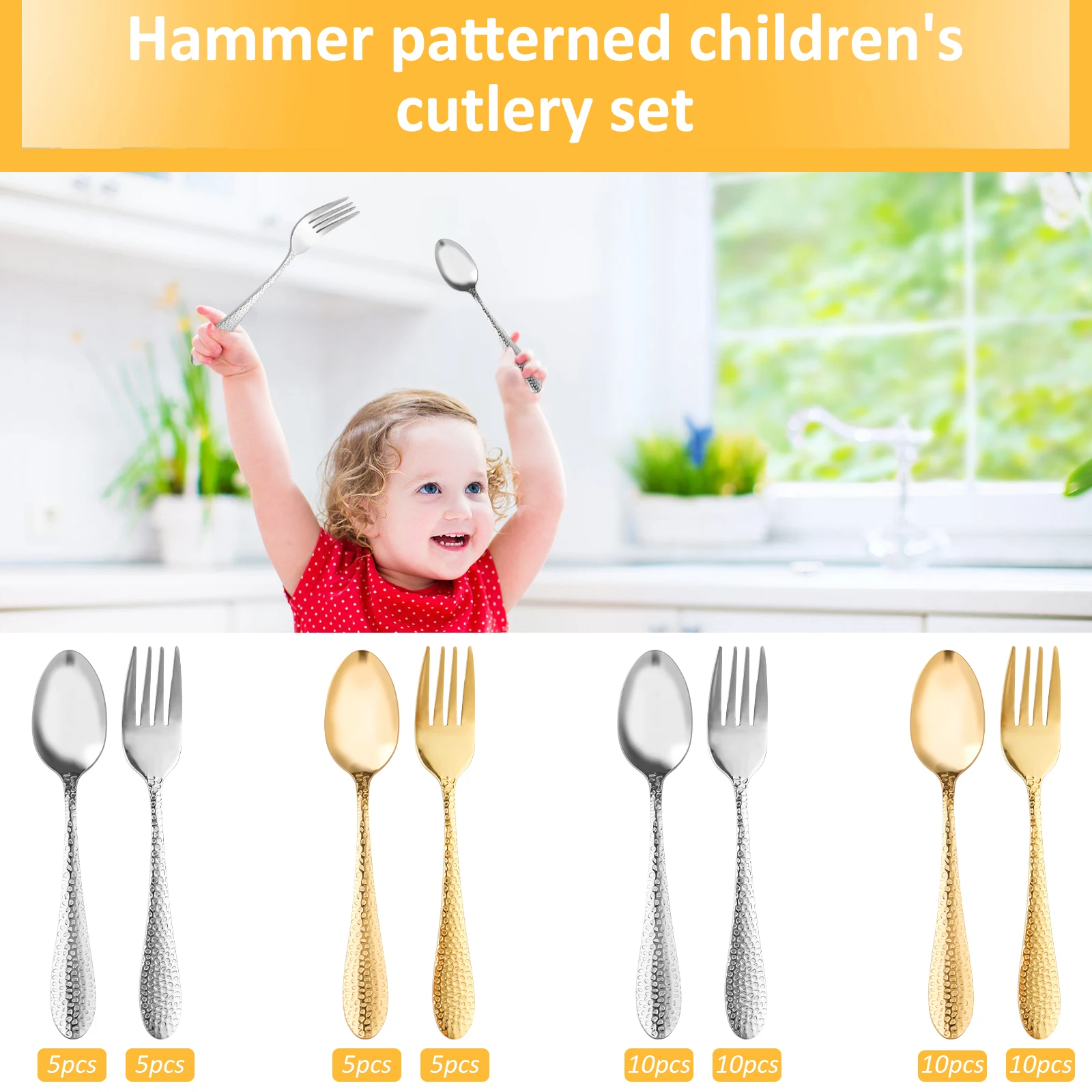 Stainless Steel Hammered Style Kid Fork Spoon Rust Proof Dishwasher Safe Children Cutlery Set for Restaurant Home Kitchen
Stainless Steel Hammered Style Kid Fork Spoon Rust Proof Dishwasher Safe Children Cutlery Set for Restaurant Home Kitchen