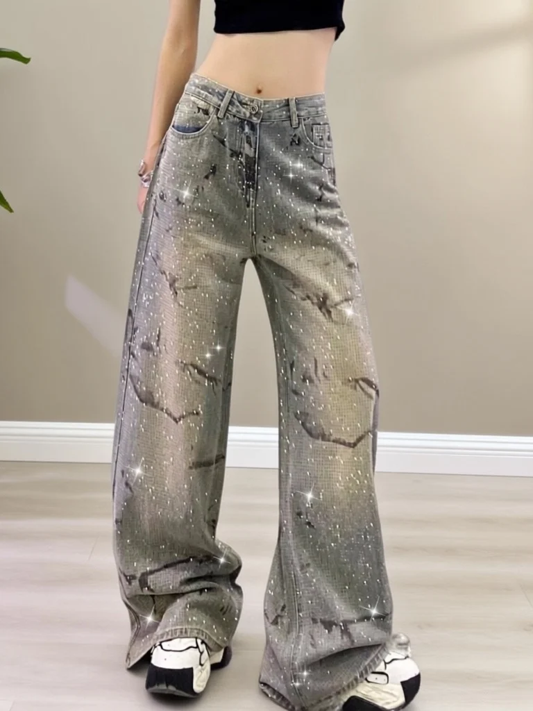High Waist Straight Leg Glitter Denim Pants Floor Length Wide Leg Pants Casual Style Spring Collection Women's Premium Fashion
High Waist Straight Leg Glitter Denim Pants Floor Length Wide Leg Pants Casual Style Spring Collection Women's Premium Fashion