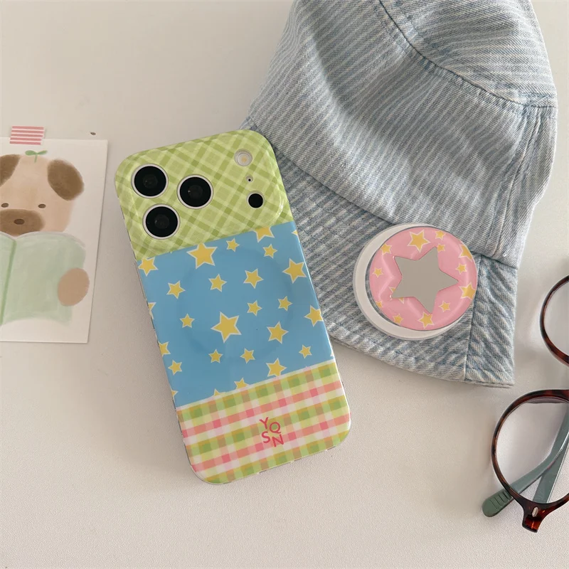 Cute 3D Star Plaid Magnetic Phone Case For iPhone 17 16 15 Pro Max Plus Colorful Grid Blue Green Pink for Magsafe Protection Cov
Cute 3D Star Plaid Magnetic Phone Case For iPhone 17 16 15 Pro Max Plus Colorful Grid Blue Green Pink for Magsafe Protection Cov