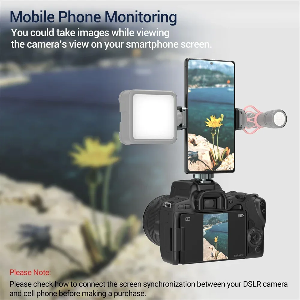 Hot Shoe Phone Mount W/dual Cold Shoes 360 Aluminum Holder for Iphone 15 Pro/android & Dslr Camera Screen Sync
Hot Shoe Phone Mount W/dual Cold Shoes 360 Aluminum Holder for Iphone 15 Pro/android & Dslr Camera Screen Sync
