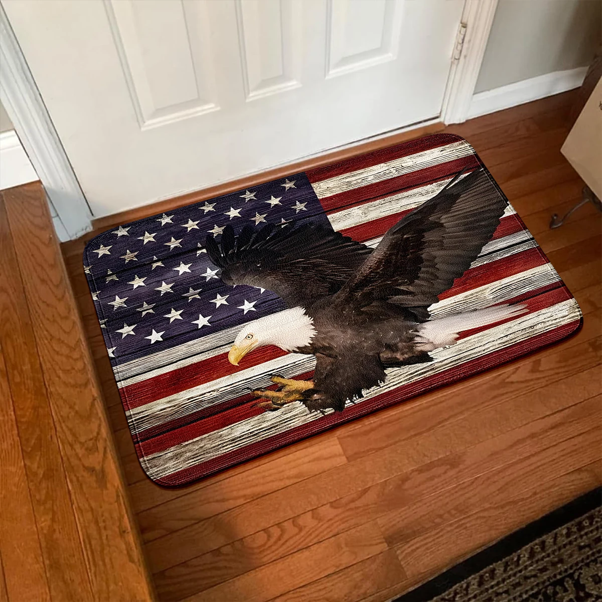 An eagle patterned flannel non slip floor mat carpet suitable for various places such as doorways, bedrooms, bathrooms, etc
An eagle patterned flannel non slip floor mat carpet suitable for various places such as doorways, bedrooms, bathrooms, etc