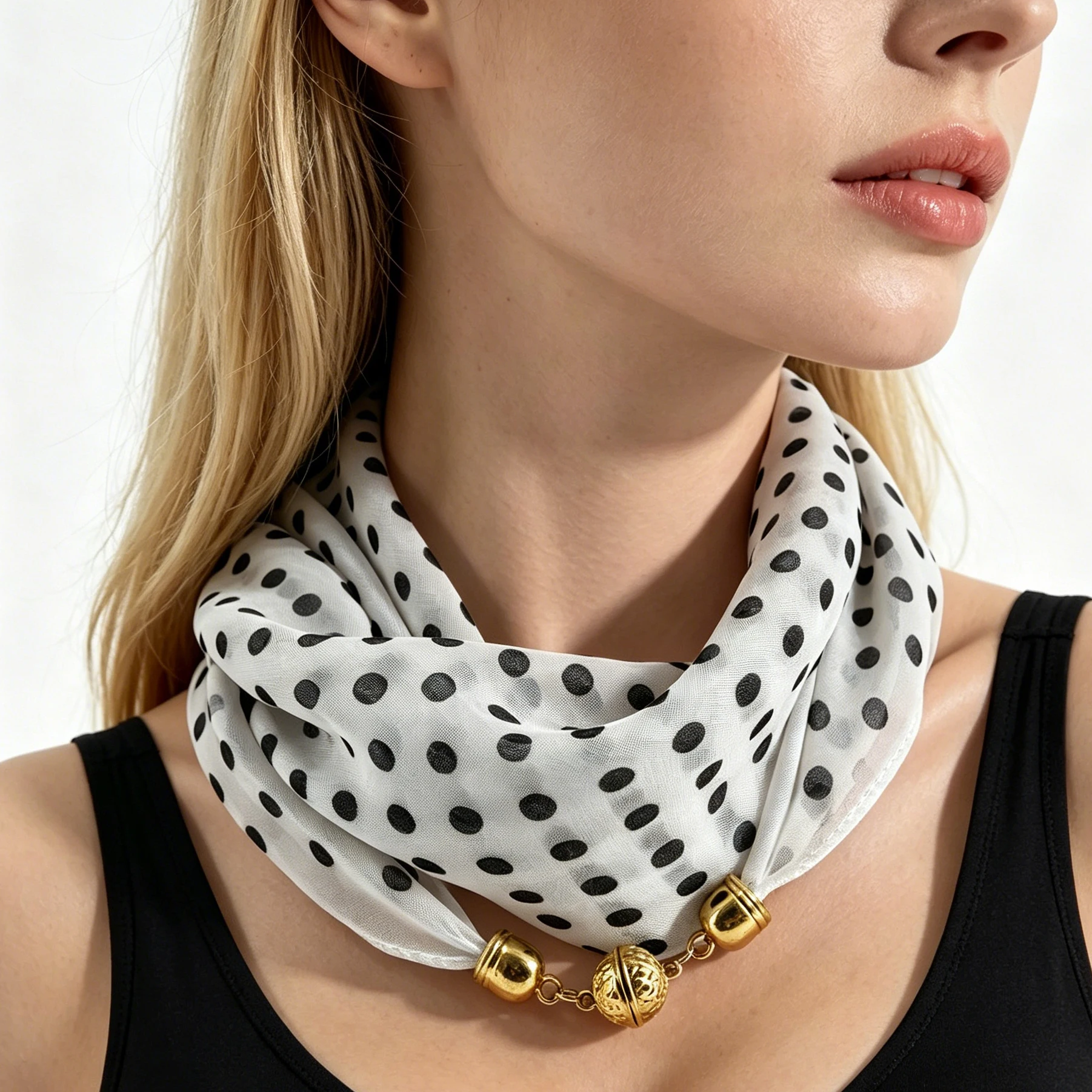Polka Dot Print Magnetic Buckle Scarf, Thin Chiffon Square Wrap Scarf,Easy Lazy Quick Wear Neck Scarf, Decorative Neckerchief
Polka Dot Print Magnetic Buckle Scarf, Thin Chiffon Square Wrap Scarf,Easy Lazy Quick Wear Neck Scarf, Decorative Neckerchief