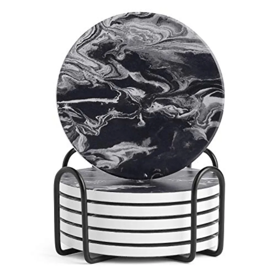 Latest ArrivalCoasters Set of 6, Coasters for Drinks Absorbent Stone with Holder, Black Marble Style Ceramic Drink Coaster for Tabletop Prote
Latest ArrivalCoasters Set of 6, Coasters for Drinks Absorbent Stone with Holder, Black Marble Style Ceramic Drink Coaster for Tabletop Prote