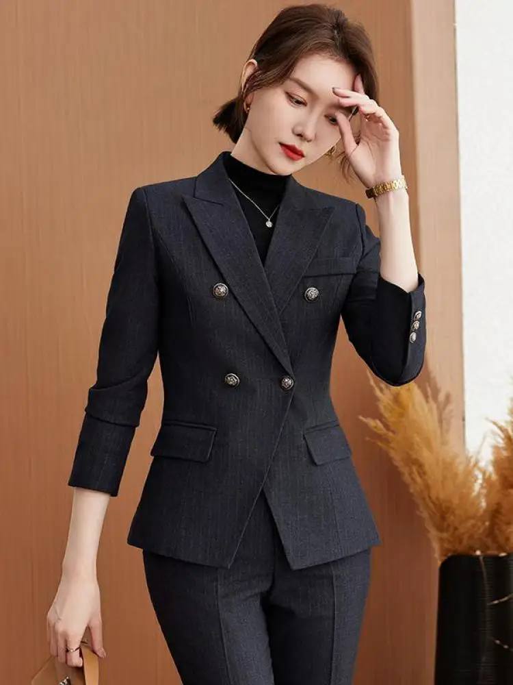 Black Elegant Women Suit Korean Long Sleeve Office Lady Button Blazer And Ankle-length Pant Blue Two 2 Piece Set 2024 Outfits
Black Elegant Women Suit Korean Long Sleeve Office Lady Button Blazer And Ankle-length Pant Blue Two 2 Piece Set 2024 Outfits