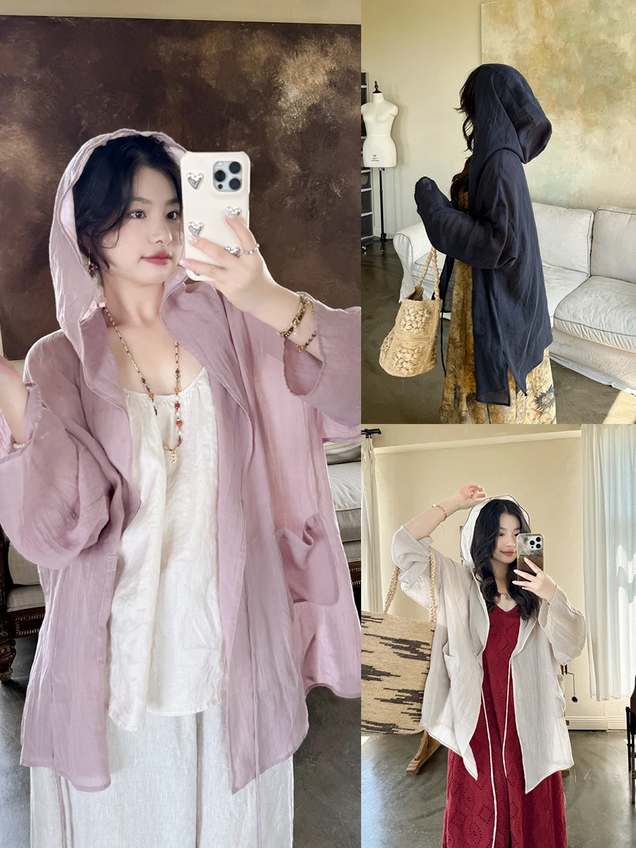 Льняная вискозная легкая прохладная тонкая летняя повседневная блузка с капюшоном и поясом, свободного кроя, с защитой от солнца, Ann Forest
Льняная вискозная легкая прохладная тонкая летняя повседневная блузка с капюшоном и поясом, свободного кроя, с защитой от солнца, Ann Forest