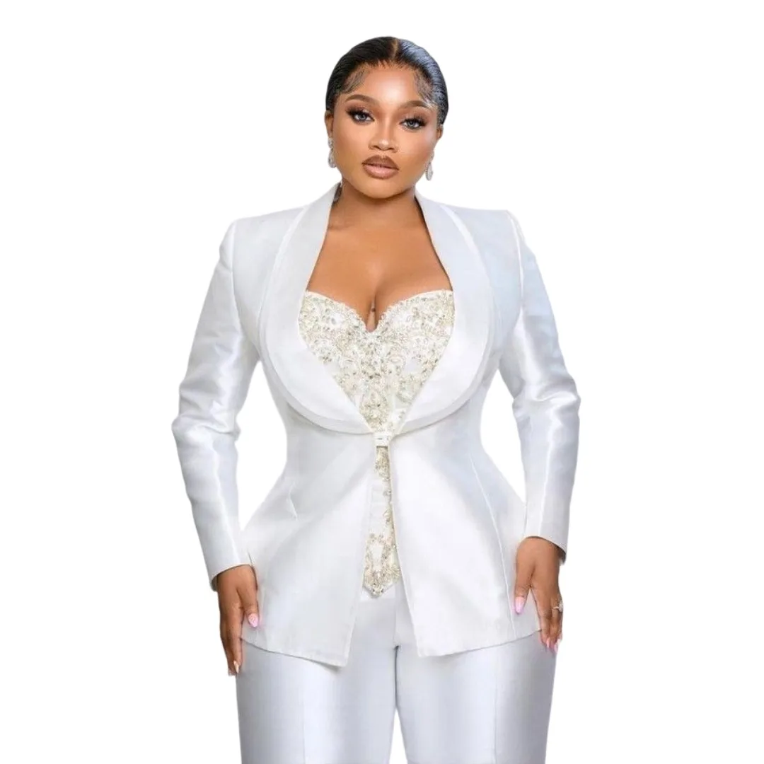Women's Dresses Suit Gowns Elegant Double Lapel One Button Jacket Coat And Pants For Female Satin 2 Pieces Suit Customized W668
Women's Dresses Suit Gowns Elegant Double Lapel One Button Jacket Coat And Pants For Female Satin 2 Pieces Suit Customized W668