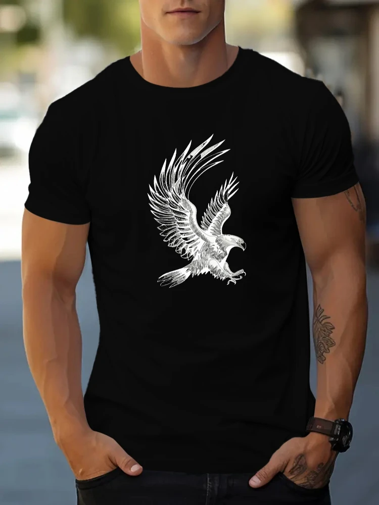Eagle print men's 100% cotton short sleeve summer casual T-shirt.
Eagle print men's 100% cotton short sleeve summer casual T-shirt.