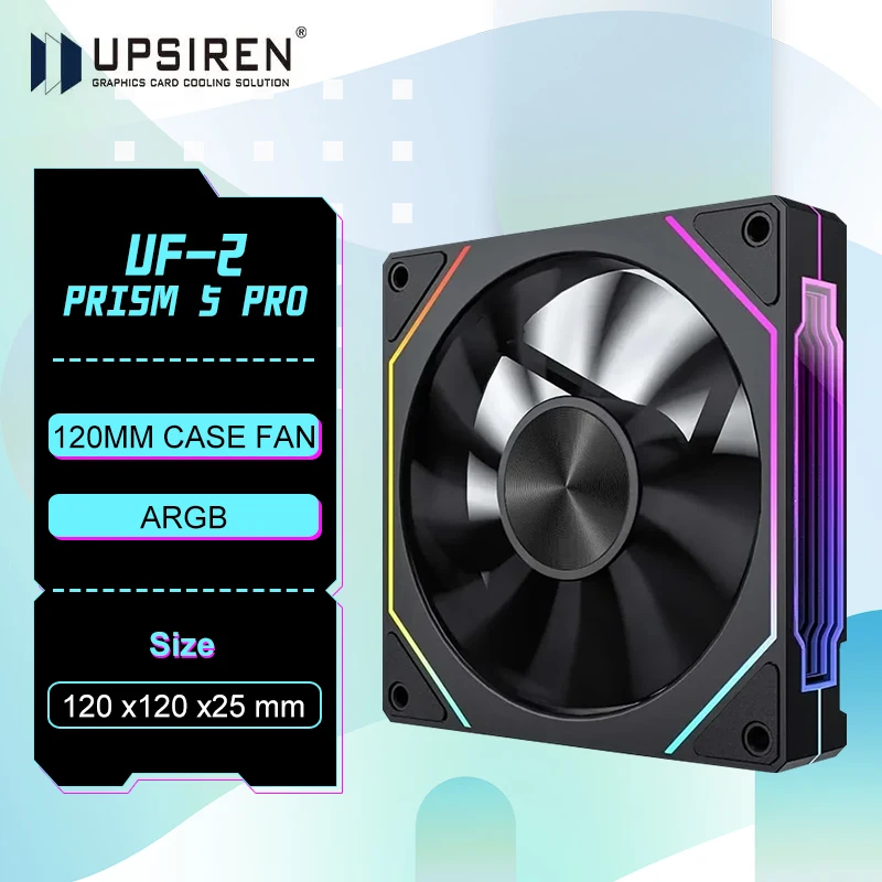 UPSIREN UF-2 PRISM 5 PRO Computer Chassis Fan ,12cm ARGB 4 Pin PWM Quiet Cooling Fan ,Regular /Reversed Dual mode selection
UPSIREN UF-2 PRISM 5 PRO Computer Chassis Fan ,12cm ARGB 4 Pin PWM Quiet Cooling Fan ,Regular /Reversed Dual mode selection