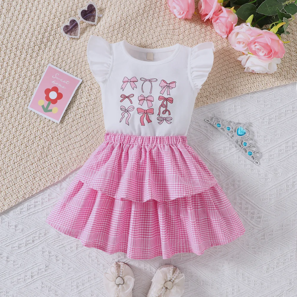 2025 New Summer Child Clothes Sets Sleeveless Print Bow Tops Plaid Cake Skirts 2 Piece Sets Girls Clothes Sets Outfit 2-7T
2025 New Summer Child Clothes Sets Sleeveless Print Bow Tops Plaid Cake Skirts 2 Piece Sets Girls Clothes Sets Outfit 2-7T