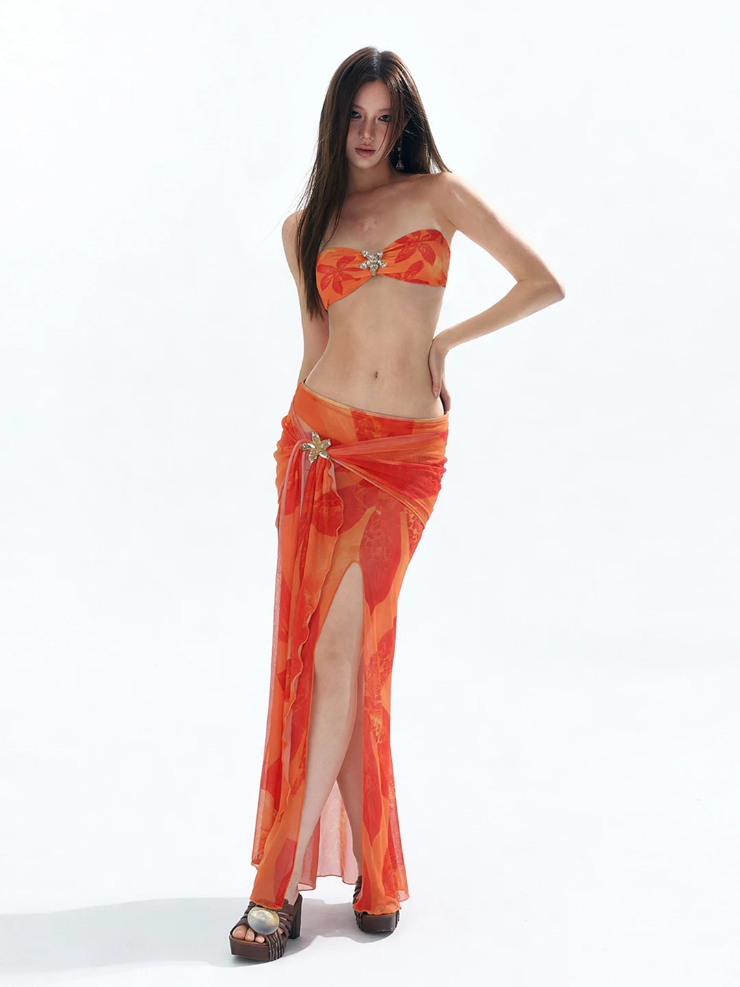 Sexy Bikini Tropical Flower Starfish Split Long Skirt Slimming Belly Cover Hot Spring Swimming Suit by Luca Art Brand
Sexy Bikini Tropical Flower Starfish Split Long Skirt Slimming Belly Cover Hot Spring Swimming Suit by Luca Art Brand