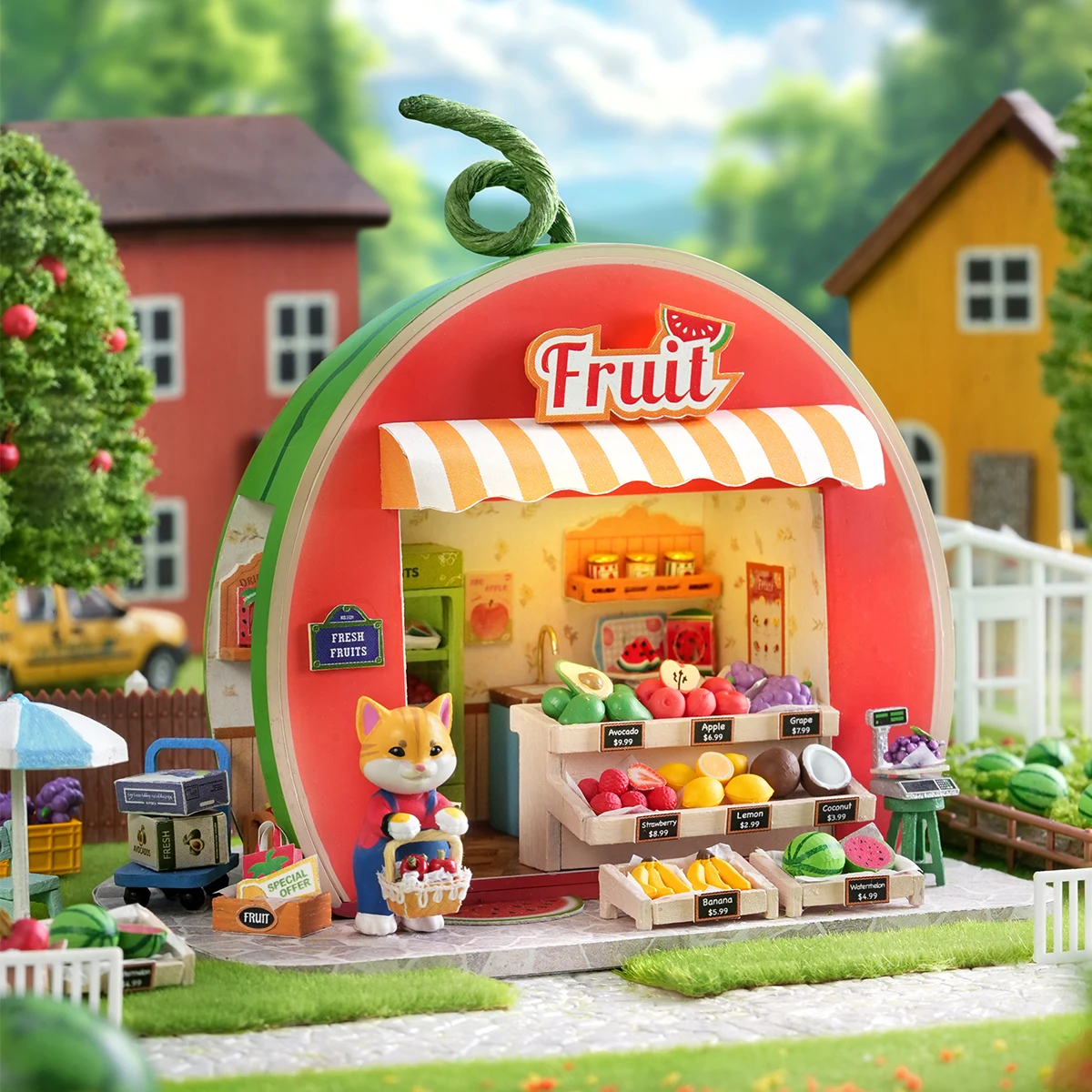 DIY 3D Wooden Puzzle Fruit Town Orange Cat Fruit Shop Miniature Scene – Creative Gift for Craft Lovers, Home Decor Ornament
DIY 3D Wooden Puzzle Fruit Town Orange Cat Fruit Shop Miniature Scene – Creative Gift for Craft Lovers, Home Decor Ornament