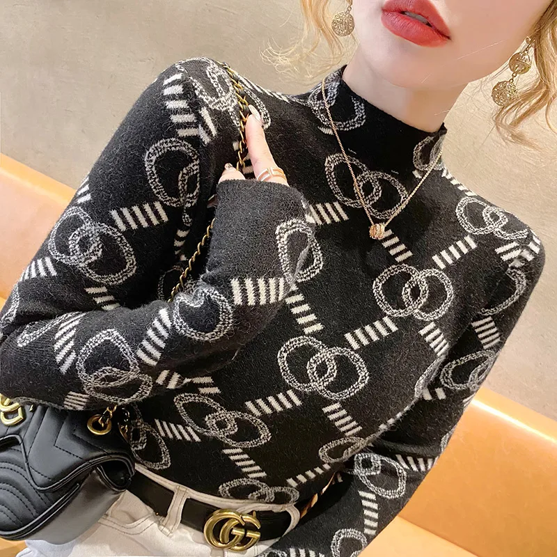 Autumn Winter New Vintage Chic Thin Sweaters Elastic Slim Casual Tops Women Fashion High End Jacquard Knitted Pullovers
Autumn Winter New Vintage Chic Thin Sweaters Elastic Slim Casual Tops Women Fashion High End Jacquard Knitted Pullovers