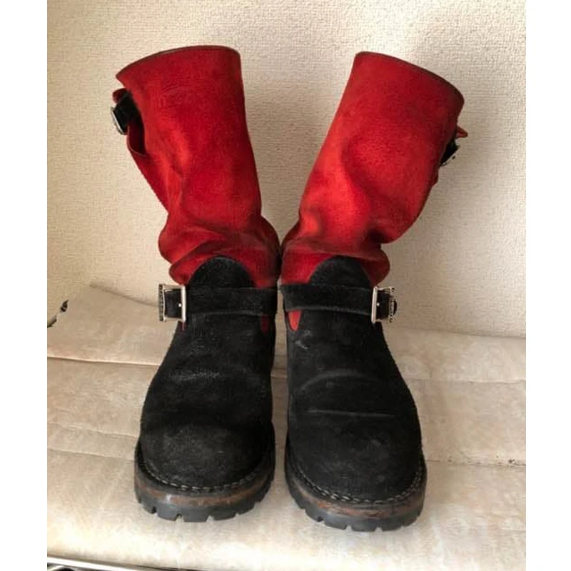 Мужские красные, черные лоскутные ботинки с круглым носком и пряжкой на ремне, ботинки до середины икры на массивном каблуке, готическая повседневная байкерская обувь на массивной подошве
Мужские красные, черные лоскутные ботинки с круглым носком и пряжкой на ремне, ботинки до середины икры на массивном каблуке, готическая повседневная байкерская обувь на массивной подошве