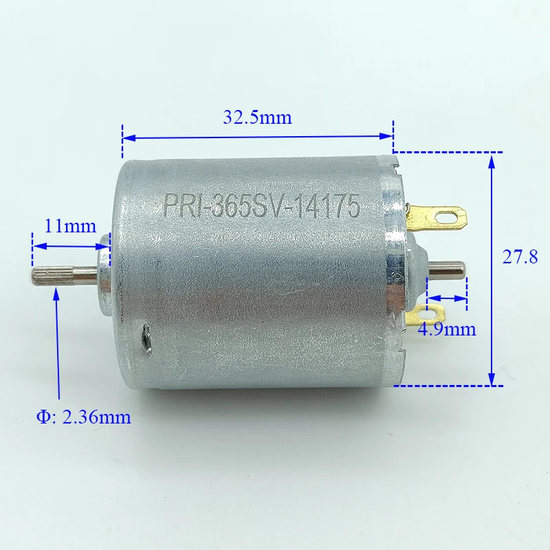 RS-365SV-14175 Micro 365 Motor Dual 2.3mm Shaft DC 12V 14.4V 18V 24V 10500RPM Mini 28mm Electric Motor DIY Toy Sweeper Robot
RS-365SV-14175 Micro 365 Motor Dual 2.3mm Shaft DC 12V 14.4V 18V 24V 10500RPM Mini 28mm Electric Motor DIY Toy Sweeper Robot