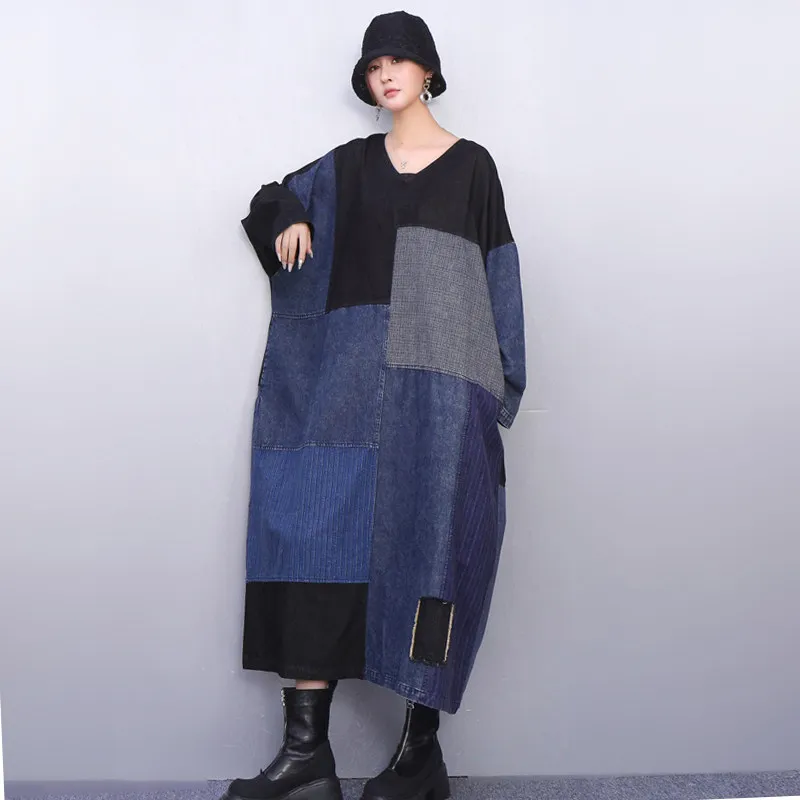 SuperAen 2026 Осеннее Новое Женское Платье-Пуловер из Денима в Клетку с Контрастными Цветами, Свободного Кроя, в Стиле Ретро, с Завышенной Талией, для Похудения, Повседневное
SuperAen 2026 Осеннее Новое Женское Платье-Пуловер из Денима в Клетку с Контрастными Цветами, Свободного Кроя, в Стиле Ретро, с Завышенной Талией, для Похудения, Повседневное