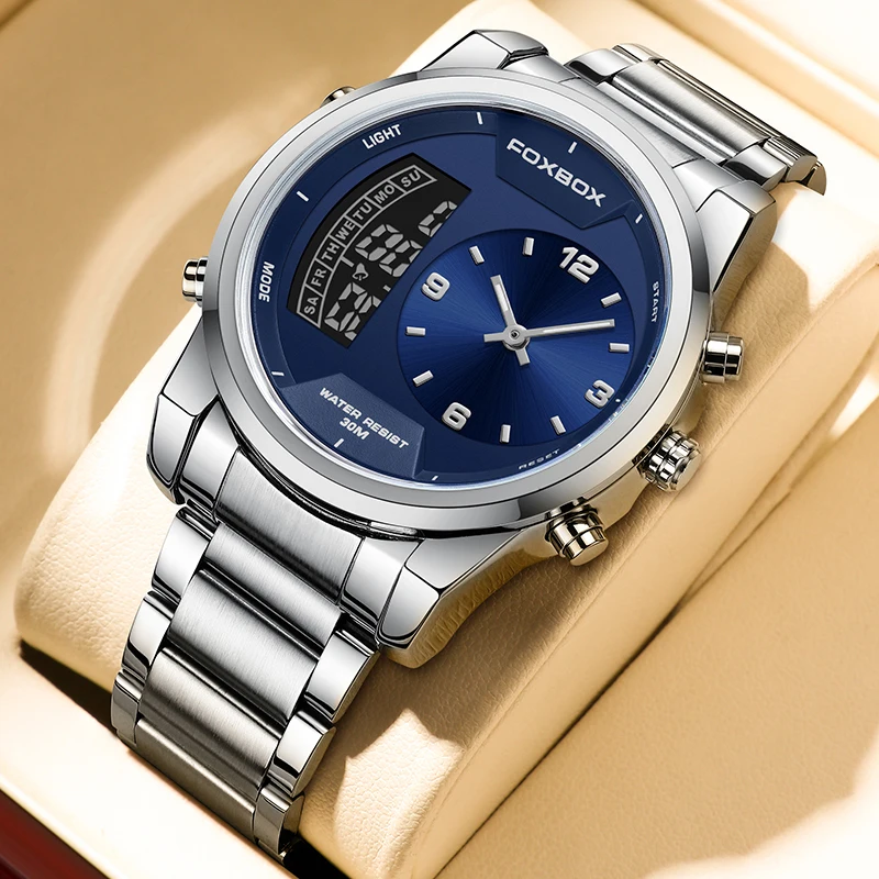 FOXBOX Men's Watch Big Stainless Steel Band Week Men's Business Male Watches Waterproof Luxuries Men Wrist Watches for Men
FOXBOX Men's Watch Big Stainless Steel Band Week Men's Business Male Watches Waterproof Luxuries Men Wrist Watches for Men