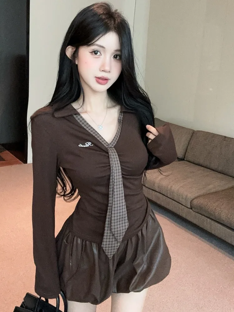 American Retro Color Block Plaid Tie V Neck Base Shirt High Waist Skirt Fashionable Two Piece Set Women's Collar Long Sl...
American Retro Color Block Plaid Tie V Neck Base Shirt High Waist Skirt Fashionable Two Piece Set Women's Collar Long Sl...