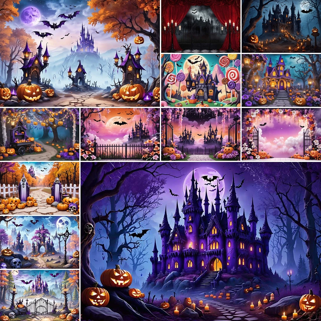 MOON.QG Photography Backdrop Creepy Halloween Candyland Castle Pumpkin Lantern Photocall Festival Background Children Studio
MOON.QG Photography Backdrop Creepy Halloween Candyland Castle Pumpkin Lantern Photocall Festival Background Children Studio