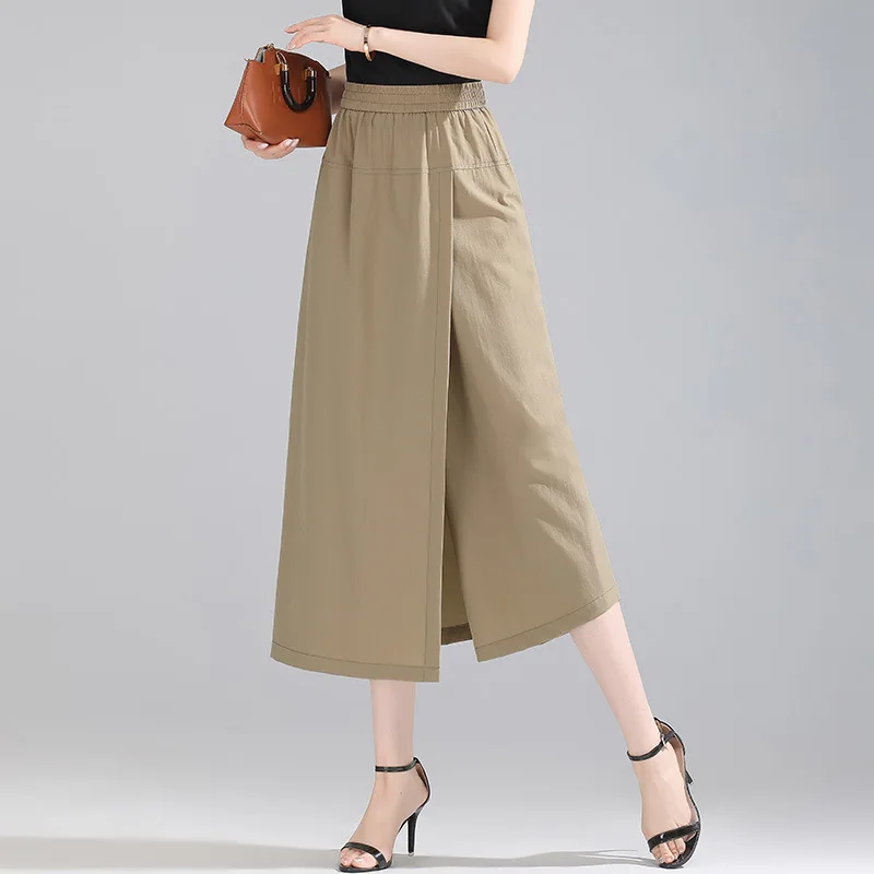 Stylish New Style Culottes Spelled Fake Two-piece Wide-leg Pants Elastic High-waisted Loose Casual Pants Summer
Stylish New Style Culottes Spelled Fake Two-piece Wide-leg Pants Elastic High-waisted Loose Casual Pants Summer