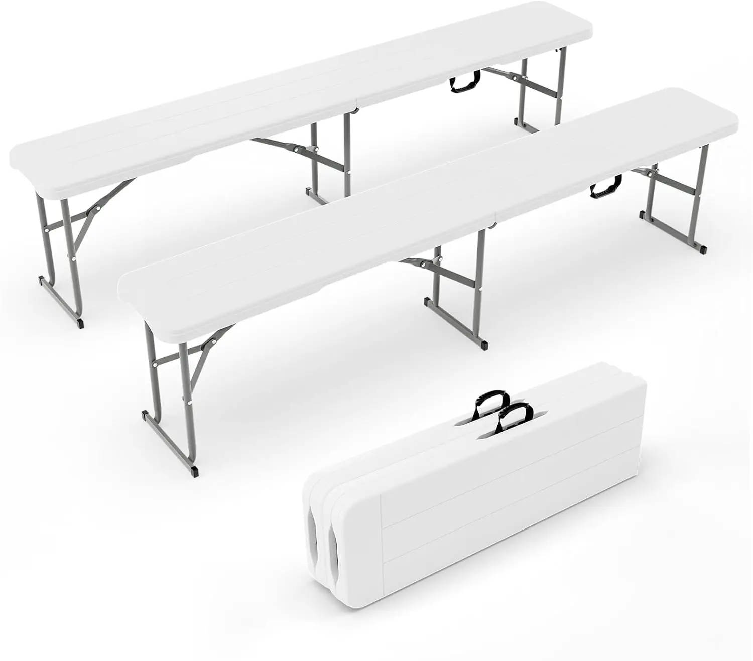 6 feet Plastic Folding Bench,Portable in/Outdoor Picnic Party Camping Dining Seat, Smooth HDPE Tabletop, 2 Pack, White
6 feet Plastic Folding Bench,Portable in/Outdoor Picnic Party Camping Dining Seat, Smooth HDPE Tabletop, 2 Pack, White