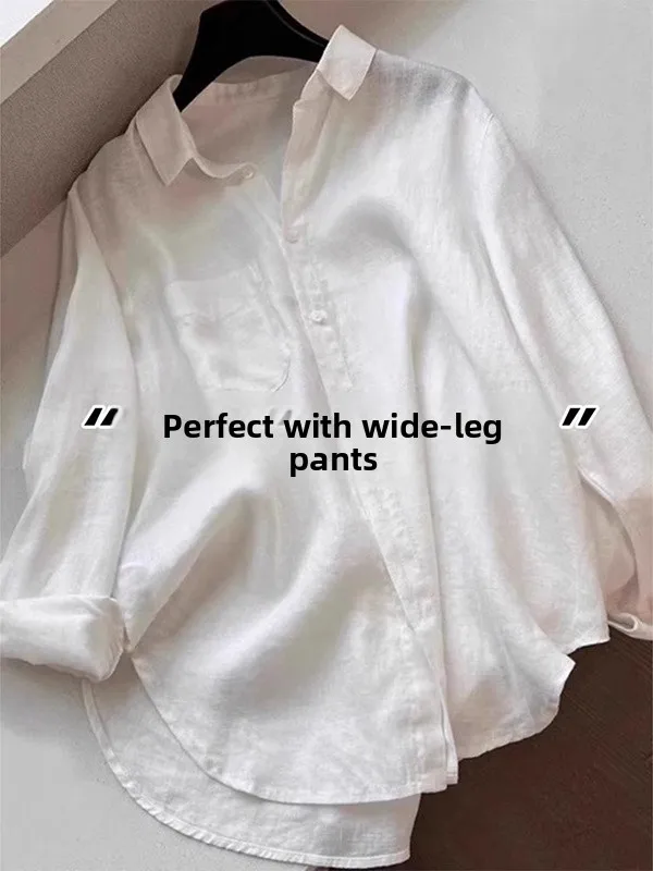 Elegant White Long Sleeve Loose Fit Shirt Women's Fashion Design Summer High-End Style Korean Commute Wind Collar Button up
Elegant White Long Sleeve Loose Fit Shirt Women's Fashion Design Summer High-End Style Korean Commute Wind Collar Button up