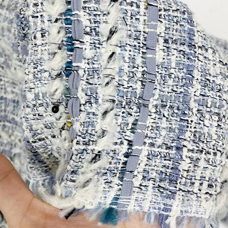 Blue and White Stripe Jacquard Yarn-Dyed Braided Tweed Fabric For Women Autumn Jacket Dress Suits Coat DIY Cloth Sewing Material
Blue and White Stripe Jacquard Yarn-Dyed Braided Tweed Fabric For Women Autumn Jacket Dress Suits Coat DIY Cloth Sewing Material