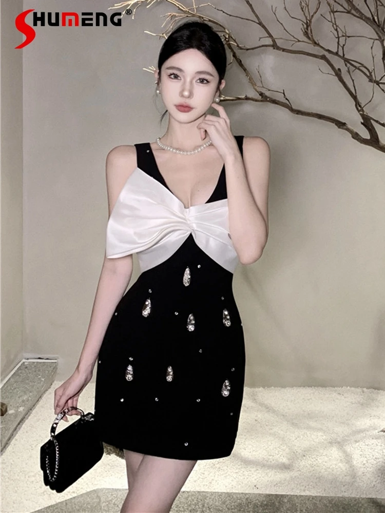 Fashion New High-End Ladies Elegant Dress Sexy Low-Cut Sleeveless Bow Waist-Tight Slim Dresses Nice Elegant Women's Clothes
Fashion New High-End Ladies Elegant Dress Sexy Low-Cut Sleeveless Bow Waist-Tight Slim Dresses Nice Elegant Women's Clothes