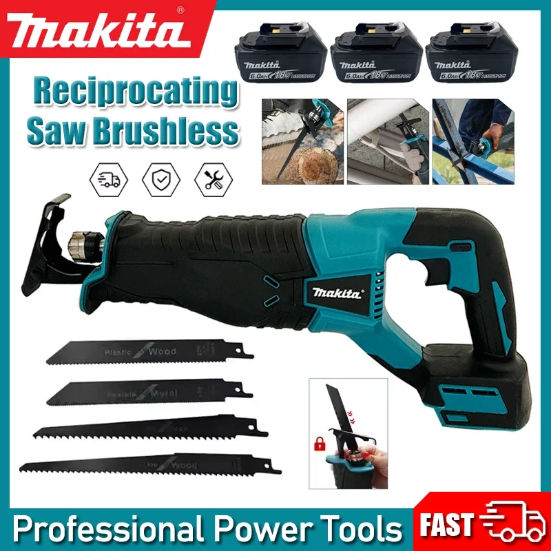 Бесщеточная сабельная пила Makita, портативный аккумуляторный электроинструмент с 4 пильными полотнами для аккумуляторов 20В/18В
Бесщеточная сабельная пила Makita, портативный аккумуляторный электроинструмент с 4 пильными полотнами для аккумуляторов 20В/18В