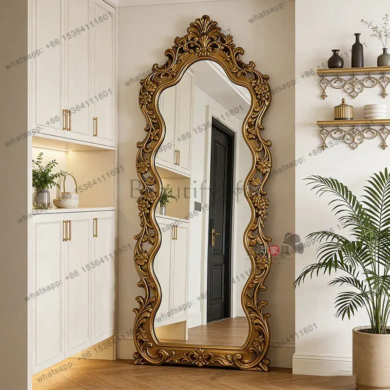D14 European retro carved dressing mirror special-shaped floor-to-ceiling bedroom classical luxury fitting mirror
D14 European retro carved dressing mirror special-shaped floor-to-ceiling bedroom classical luxury fitting mirror