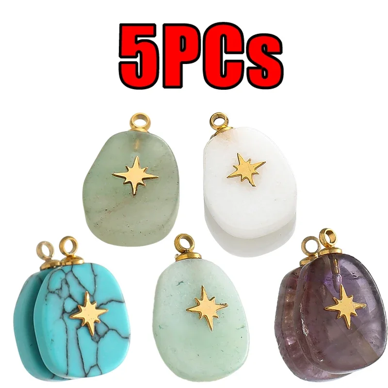 5pcs/lot Natural Stone Stainless Steel Gold-Plate Bohemian Star Pendants for Earring Necklaces Jewelry Making DIY Charm
5pcs/lot Natural Stone Stainless Steel Gold-Plate Bohemian Star Pendants for Earring Necklaces Jewelry Making DIY Charm